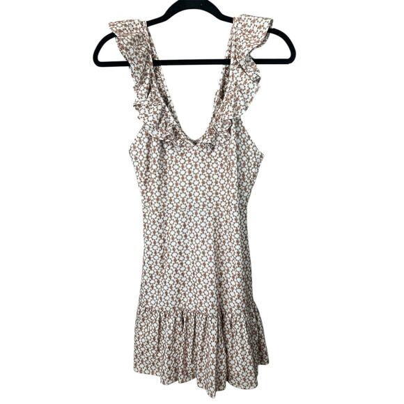 MinkPink Sleeveless V Neck Orange White Tanjil Embroidered Mini Dress Size S - Picture 1 of 8